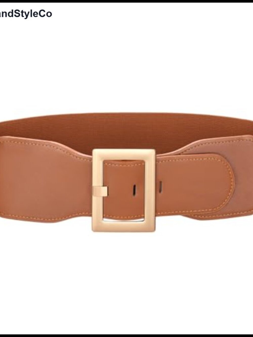 Women Wide Elastic Stretch Belt Vintage Square Buckle Waist Belt